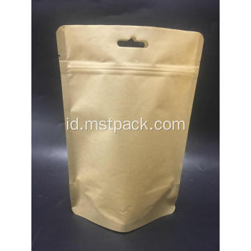 Kertas Kraft Berdiri Pouch Dengan Zipper